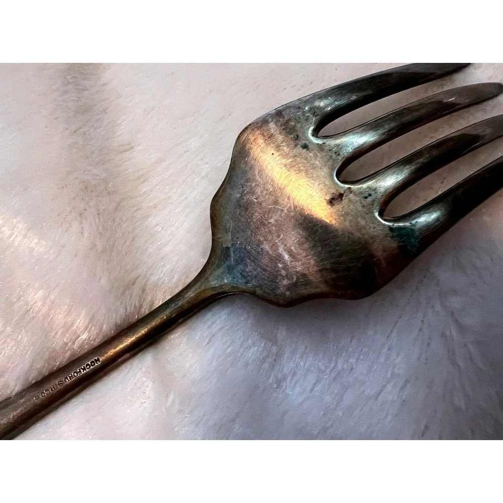 Rockford Silver Plate Cold Meat Fork Laurel Wreath Ribbon Victorian Edwardian